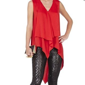 BCBGMAXAZRIA Asymmetric Red Blouse